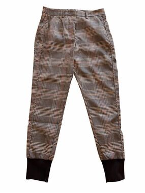 Plaid Jogger Pants Women Size 2 Elastic Waist Cuffed Casual